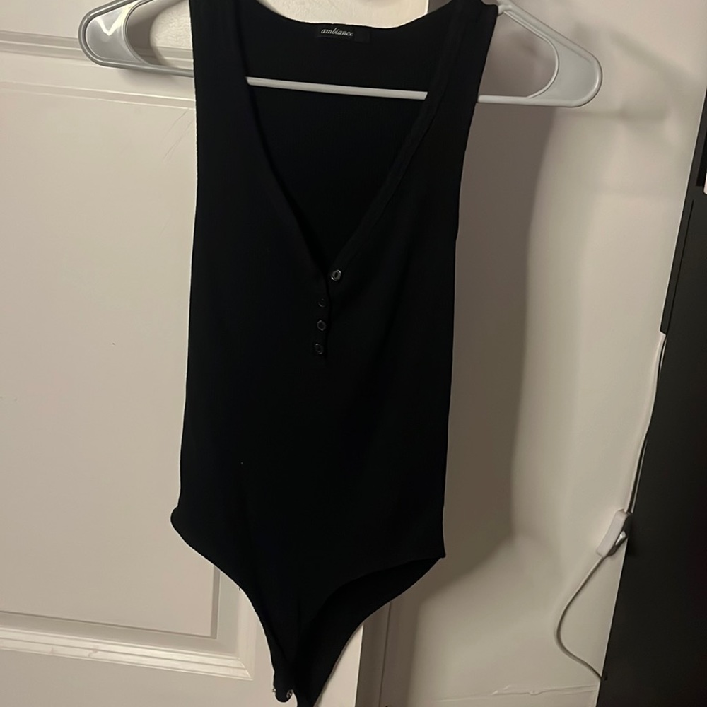 Buttoned up, black bodysuit, size medium